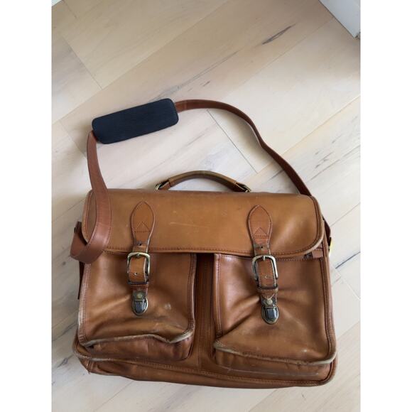 Vintage Leather Messenger Bag/Brief Case Collegiate Academia Weathered Brown - Picture 2 of 11